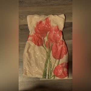 Windsor Floral Sequin Mini Dress - Red and Cream